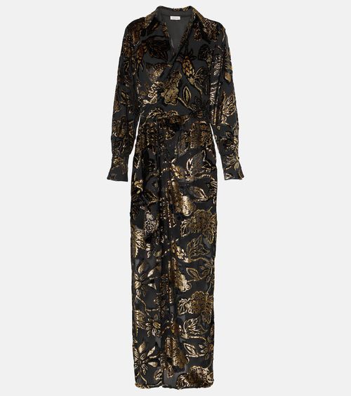 Marzia lamé velvet wrap dress