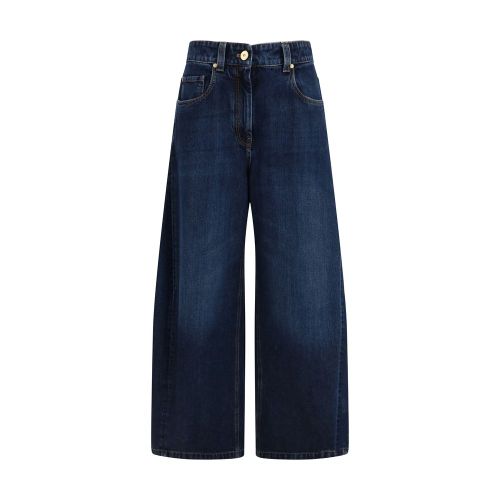 Barrel-Leg Cotton Jeans — Blue
