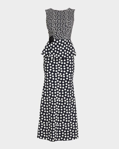 Koha Polka Dot Peplum Mermaid Gown