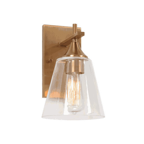 Aged Gold Brass One Light Wall Sconce from the Hollis Collection