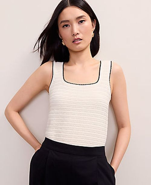 Ann Taylor Petite Textured Stitch Sweater Shell Top