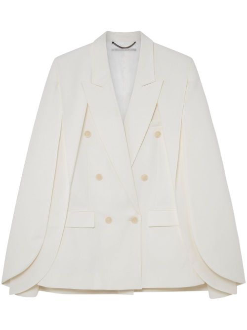 Cape-style wool-blend blazer - White