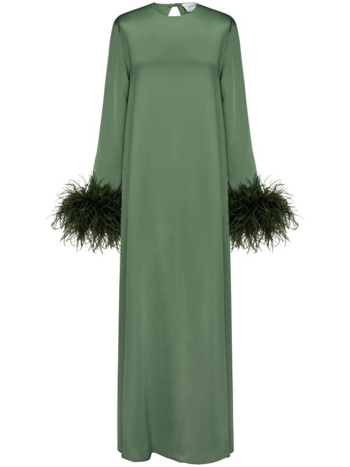 Suzi feather-detail maxi dress - Green