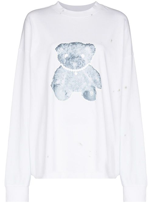 Teddy Bear cotton sweatshirt - White