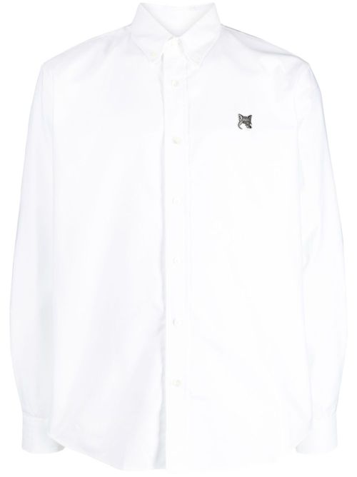 Fox-patch slim-cut shirt - White