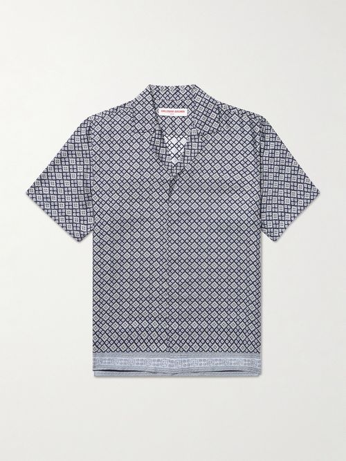 Men - Maitan Camp-Collar Printed Silk-Twill Shirt
