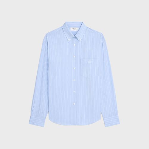Pinstriped Cotton Shirt — Blue