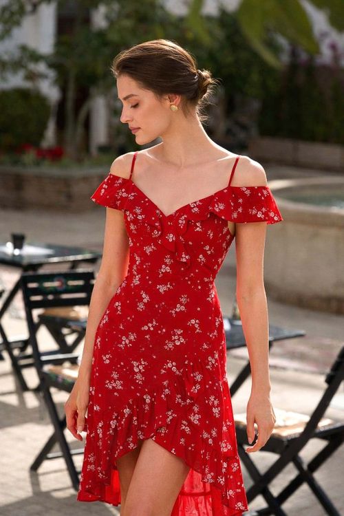 Red Ruffle Dress Lana