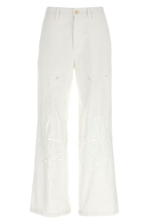 Cut-Out Embroidery Pants