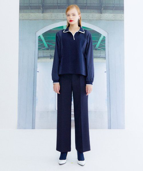 Pique long-sleeve top_navy 