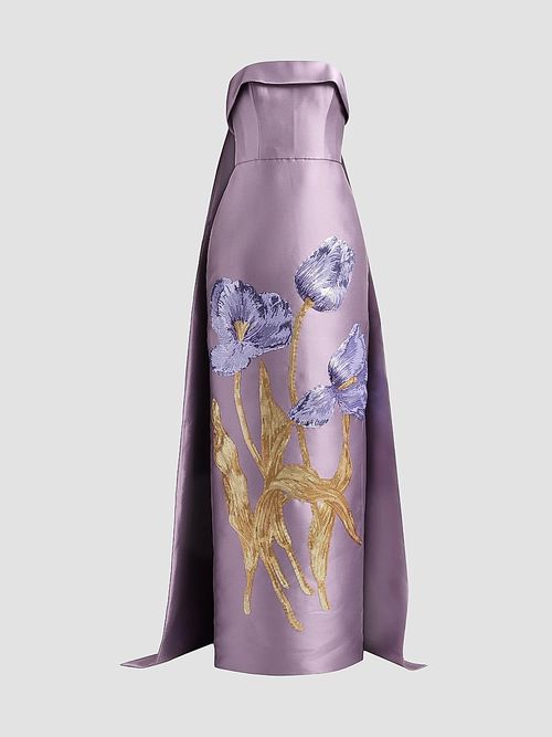 Women's Tulip Watteau Column Gown - Violet