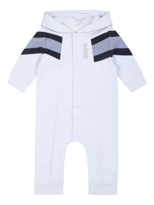 Logo-print hooded romper - Blue