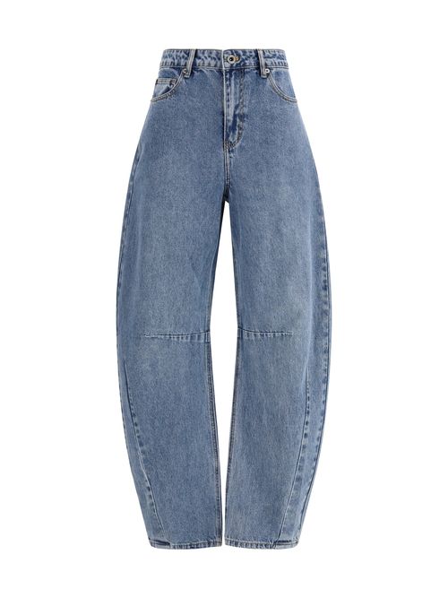 Barrel-Leg Denim Jeans — Blue