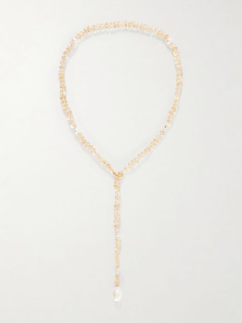Solstice Sautoir 14-karat Gold, Pearl And Citrine Beaded Necklace - One size