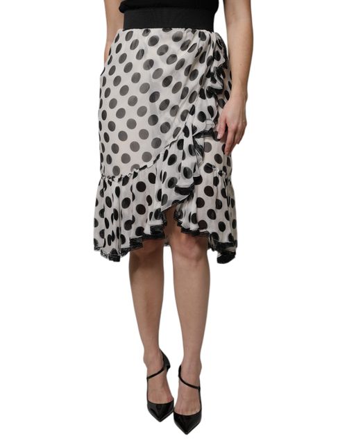 Polka Dot Ruffled Skirt — White