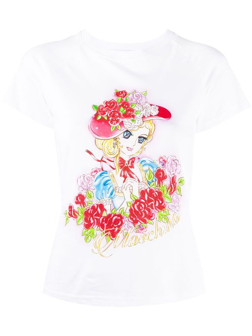 Cartoon-print T-shirt - White