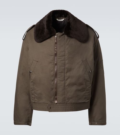 Shearling-trimmed cotton gabardine jacket