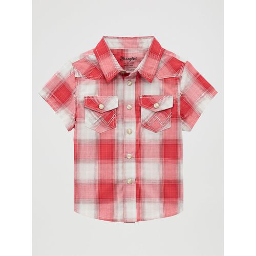 Little Boy Short Sleeve Western Snap Shirt in Cherry