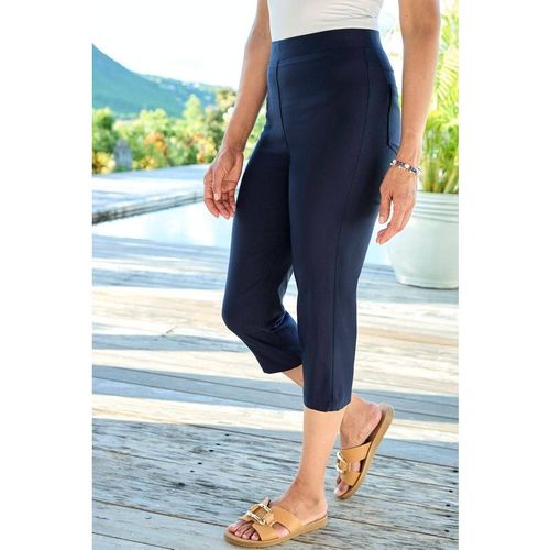 Cotton Traders Women's Super Stretchy Cropped Trousers in Navy