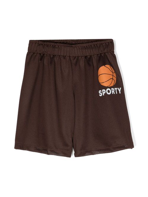 Logo-print mesh track shorts - Brown