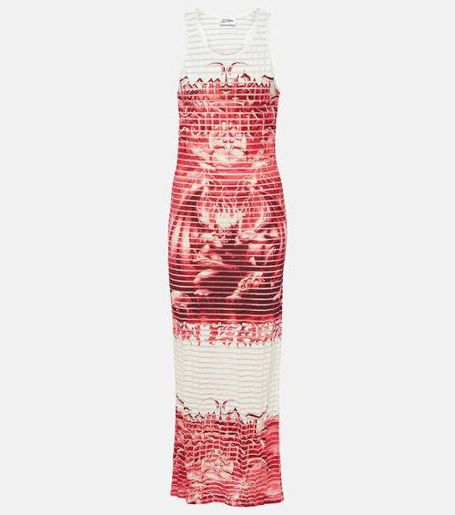 Striped printed cotton-blend jersey maxi dress