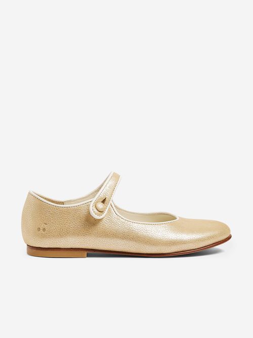 Bonpoint Girls Leather Ella Ballerinas in Gold EU 25 UK 8