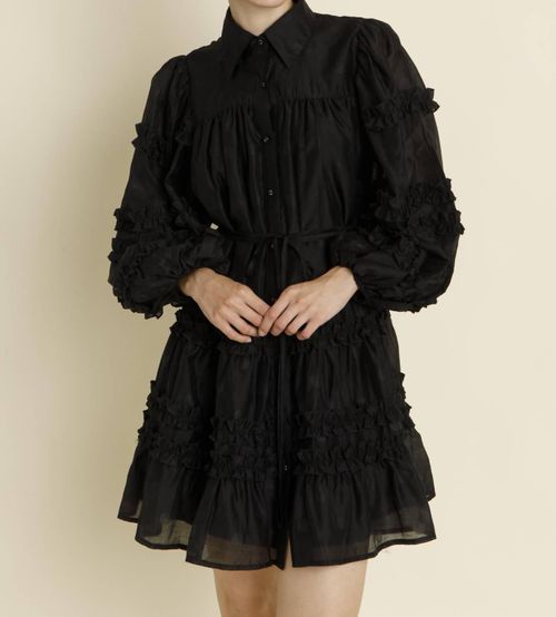 Molly Long Sleeve Mini Dress In Black