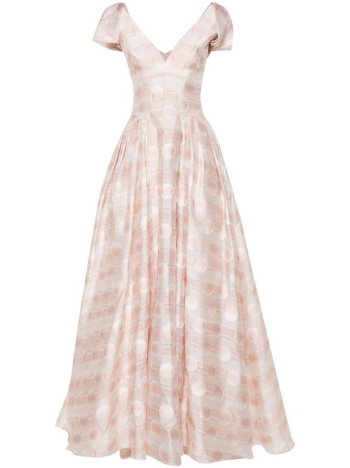 Jacquard V-neck gown - Pink