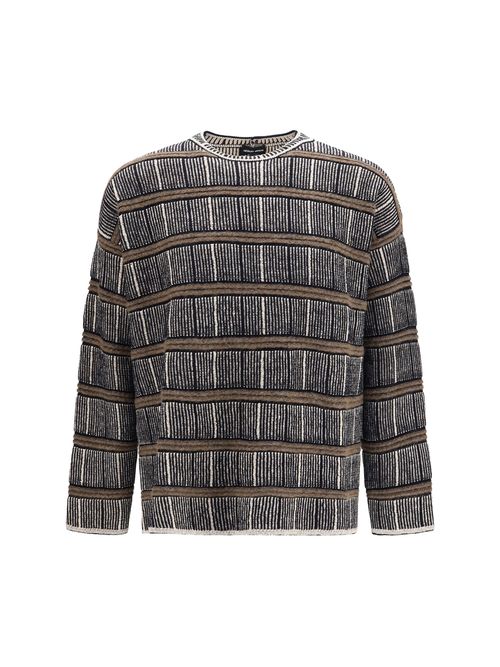 Striped Silk and Virgin Wool Blend Sweater — Navy