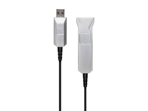 SlimRun USB-A to USB-A Female 3.0 Extension Cable - Fiber Optic  Silver  65.6ft
