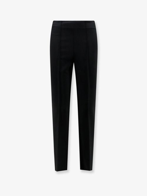 High-Waist Cigarette-Leg Viscose Trousers — Black