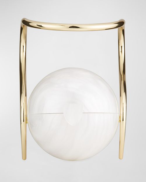 Pearl Acrylic Metal Top-Handle Bag