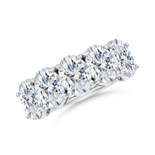 Angara 5.0 CTW Lab-Grown Oval Diamond Five Stone Classic Anniversary Ring in Platinum