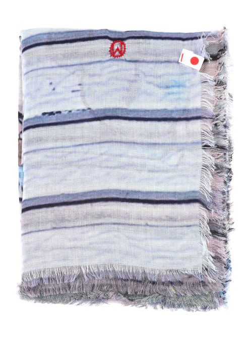 TALKING WALLS graphic-print scarf - Blue