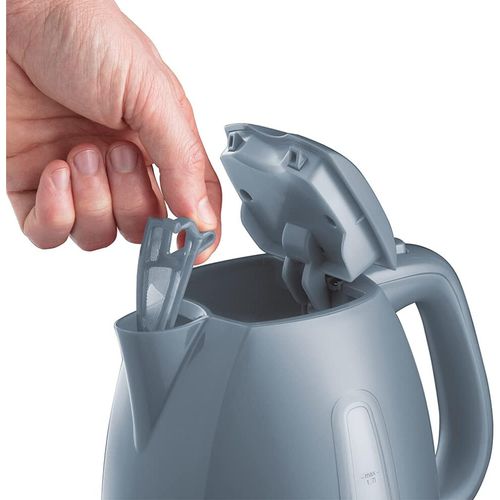 Russell Hobbs Textures Electric 1.7L Cordless Kettle Fast Boil 3KW Grey premium plastic matt & high gloss finish, Removable washable anti-scale filter