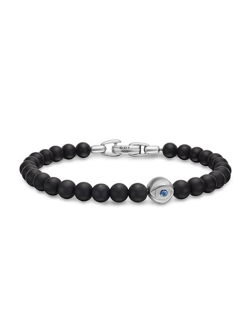Men's Spiritual Beads Evil Eye Bracelet In Sterling Silver - Black Onyx