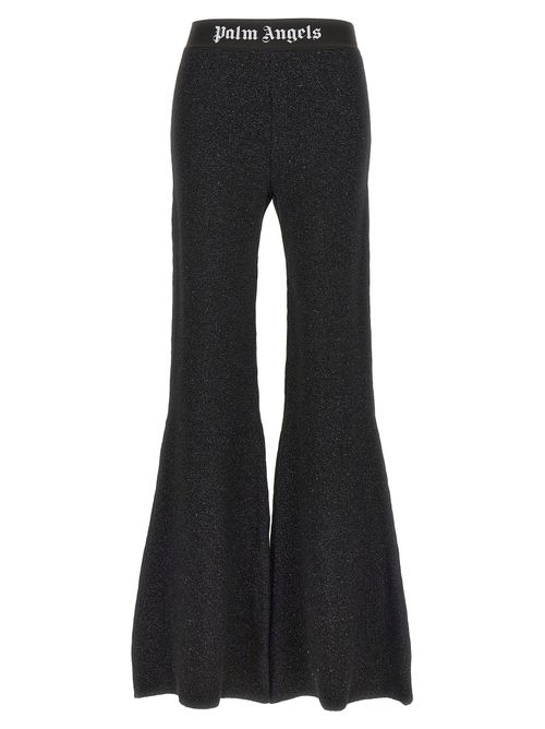 Logo-Tape Lurex Knit Trousers — Black