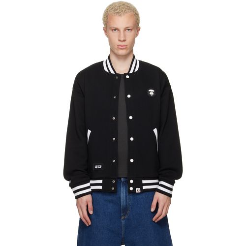 Black 'AAPENOW' Moonface Varsity Jacket