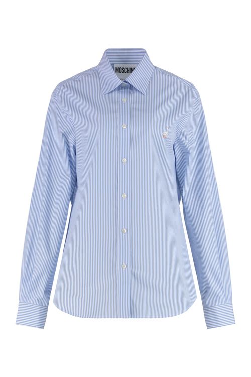 Striped Cotton Shirt with Rounded Hem