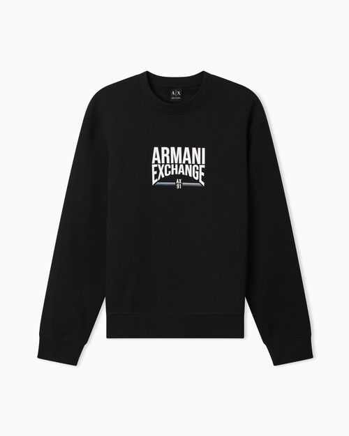 Diagonal Fleece Cotton Crewneck Sweatshirt