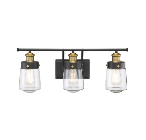 Savoy House Macauley 3-Light Bathroom Vanity Light in Vintage Black With Warm Bras