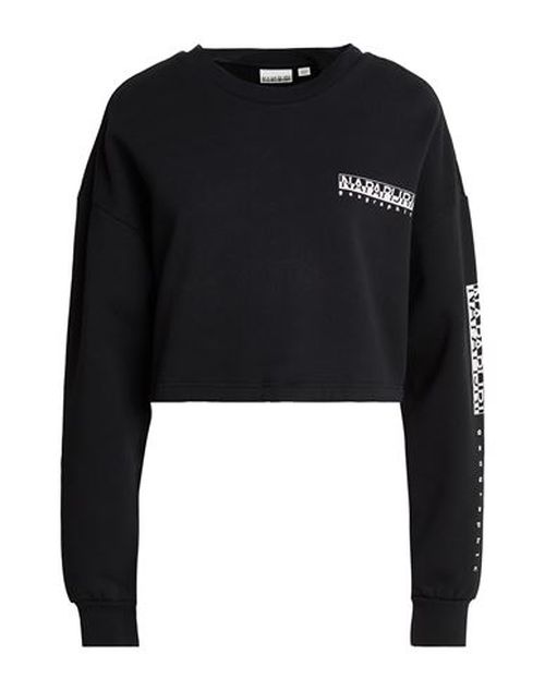 Woman Sweatshirt Black Size M Cotton, Polyester