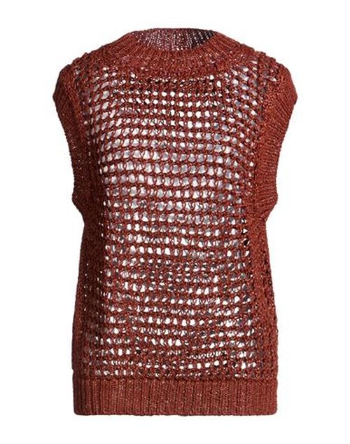 Collezione N_01 Woman Sweater Rust Size S Viscose, Linen, Cotton