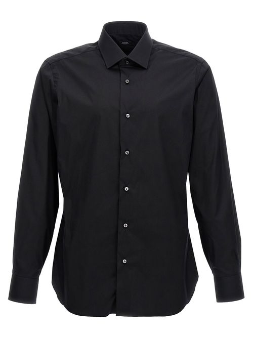 Stretch Cotton Poplin Shirt — Black