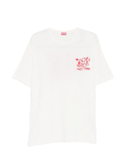 `Cartoon` Embroidered Outlined Cotton T-Shirt