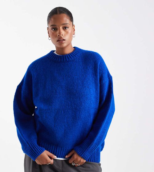 ASOS DESIGN Curve oversized crew neck jumper in cobalt-Blue