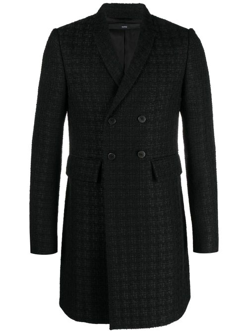 Boucle double-breasted coat - Black