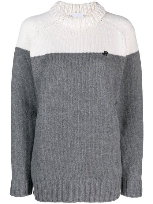 Merino-blend colour-block jumper - Grey