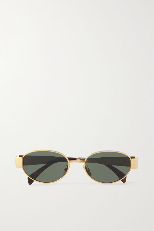 Oval-frame Gold-tone And Tortoiseshell Acetate Sunglasses - One size