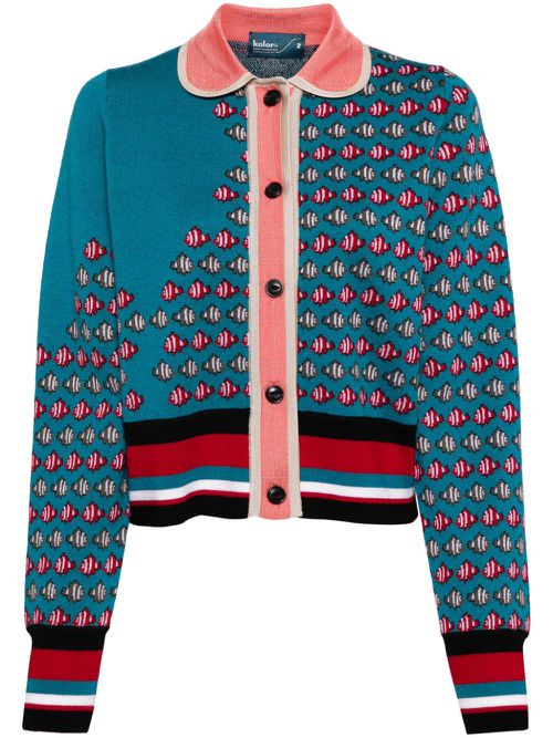 Fish pattern cardigan - Blue